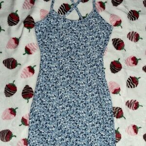 Floral Blue Spaghetti Strap Dress